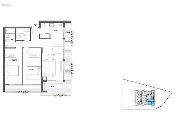 2 dormitorios – Niveles 2,3 y 4<br>201 – 301– 401<br><br>rea Total: 94m<br>rea Interior: 72m<br>rea Terraza: 22m