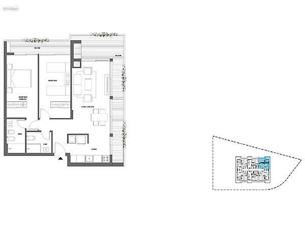 2 dormitorios – Niveles 2,3 y 4<br>206 – 306– 406<br><br>rea Total: 96m<br>rea Interior: 72m<br>rea Terraza: 22m