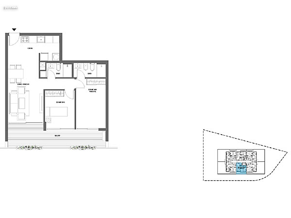 2 dormitorios – Nivel 1<br>102<br><br>Área Total: 74m²<br>Área Interior: 60m²<br>Área Terraza: 14m²