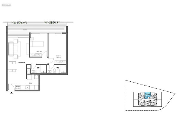2 dormitorios – Nivel 1<br>105<br><br>Área Total: 74m²<br>Área Interior: 60m²<br>Área Terraza: 14m²