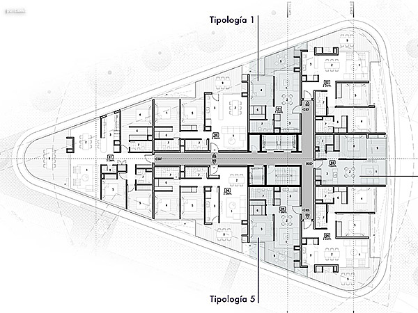 Ubicacin de los apartamentos de 1 dormitorio.