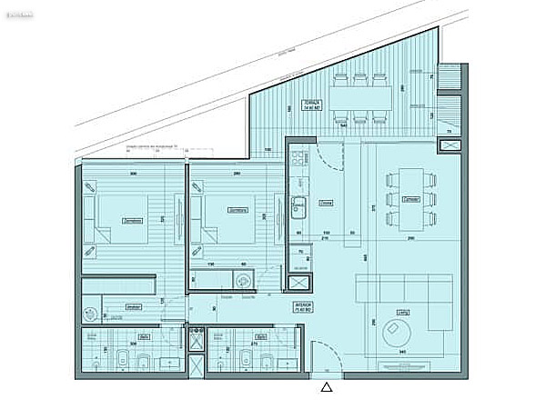 Tipologa 6<br>2 Dorms | 75.70 m propios<br>15.30 m terraza | 10.44 m comn<br>Total 101.44 m