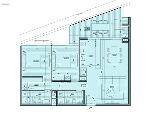 Tipologa 8<br>2 Dorms | 75.60 m propios<br>14.60 m terraza | 10.43 m comn<br>Total 100.63 m