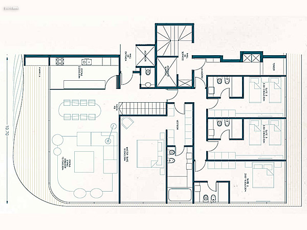 Unidad 104 – 4 dormitorios<br><br>rea Interna 227.50 m<br>Balcn 38.00 m<br>Circulaciones 10.18 m<br>Jardn 34.20 m<br>Garage 12.50 m<br>Amenities 42.89 m<br><br>rea total 365.27 m