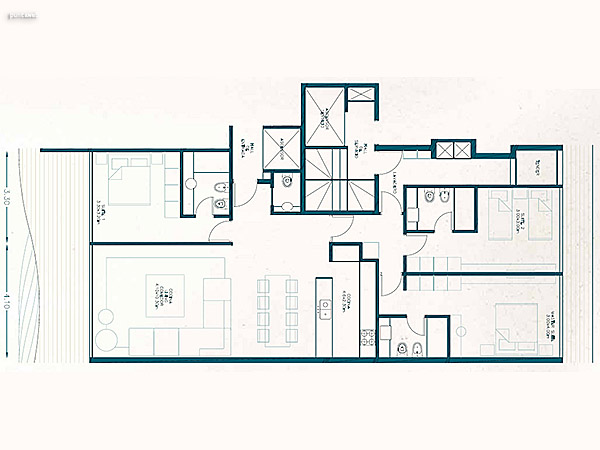 Unidad 102 – 3 dormitorios<br><br>Área Interna 105.00 m²<br>Balcón 25.00 m²<br>Circulaciones 7.07 m²<br>Garage 12.50 m²<br>Amenities 24.23 m²<br><br>Área total 193.80 m²