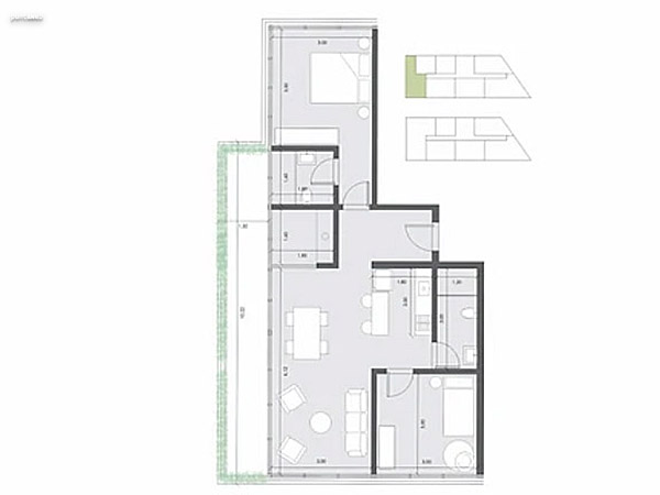 Unidad 404 – 2 dormitorios<br><br>rea interior: 66 m<br>rea exterior: 13 m<br><br>Total: 79 m