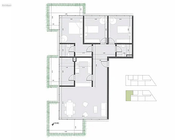 Unidad 408 – 3 dormitorios<br><br>rea interior: 96 m<br>rea exterior: 35 m<br><br>Total: 131 m