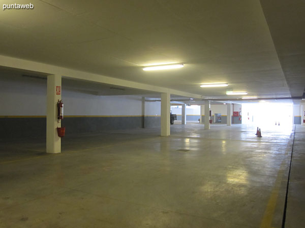 Access to the garage arranged on two levels underground.