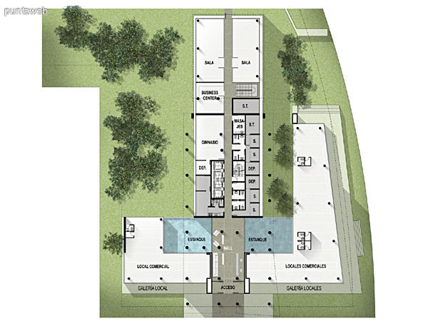 Plano de Planta Baja del edificio.<br>Descripcin de servicios y accesos.