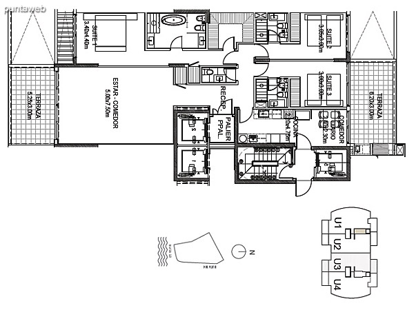 Planta Tipo Unidad 3<br><br>Sup. Cubierta: 157.45 m<br>Sup. Semicubierta: 34.78 m<br>Sup. Comn: 8.58 m<br>Sup. Amenities: 11.02 m<br>Sup. Cochera + Baulera: 15.00 m<br>Sup. Total: 226.83 m