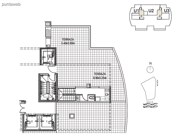 Penthouse Unidad 3 Planta Superior<br><br>Sup. Cubierta: 15.50 m<br>Sup. Terraza: 70.54 m<br>Sup. Comn: 8.58 m<br>Sup. Total: 94.62 m