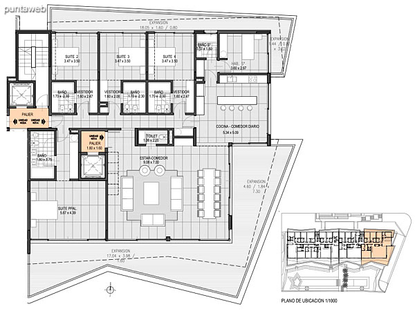 Nivel Penthouse – A – Unidad 401<br><br>Tipo: 5 ambientes + dependencia<br>Vista: Mar<br>Superficie cubierta: 232.50 m�<br>Superficie expansi�n: 85.10 m�<br>Cochera: opcional<br>Baulera: opcional