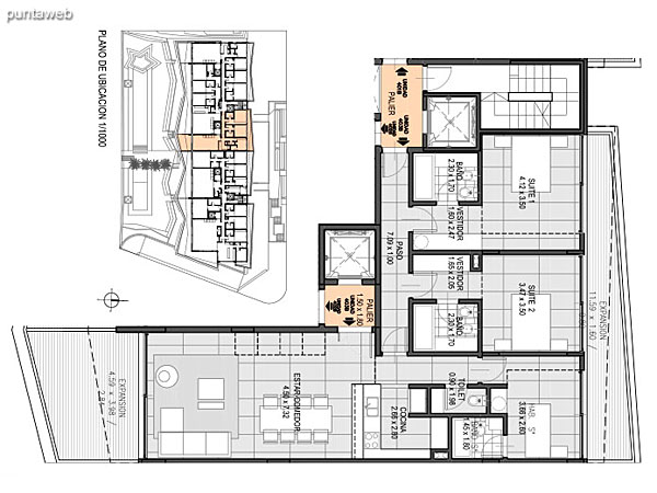 Nivel Penthouse – B – Unidad 403<br><br>Tipo: 3 ambientes + dependencia<br>Vista: Mar<br>Superficie cubierta: 115.60 m<br>Superficie expansin: 25.30 m<br>Cochera: opcional<br>Baulera: opcional