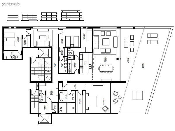 Departamento 4 – Modulo: 2 | Piso: PB<br><br>Superficie cubierta: 239.61 m2<br>Superficie semicubierta: 40.06 m2<br>Superficie terraza: 83.18 m2<br>Superficie cochera + baulera: 23.90 m2<br>Superficie total: 386.75 m2