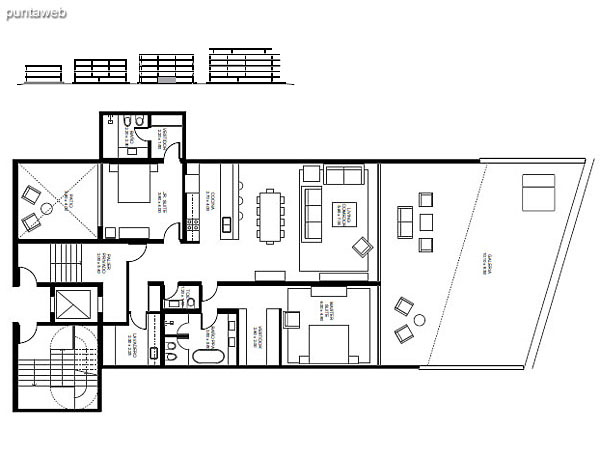 Departamento 6 – Modulo: 3 | Piso: PB<br><br>Superficie cubierta: 157.12 m2<br>Superficie semicubierta: 39.45 m2<br>Superficie terraza: 69.45 m2<br>Superficie cochera + baulera: 20 m2<br>Superficie total: 286.02 m2