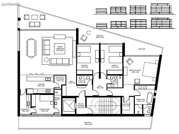 Departamento 10 – Modulo: 1 | Piso: 1<br>Departamento 20 – Modulo: 1 | Piso: 2<br><br>Superficie cubierta: 180.44 m2<br>Superficie semicubierta: 77.83 m2<br>Superficie terraza: –<br>Superficie cochera + baulera: 23.9 m2<br>Superficie total: 282.17 m2