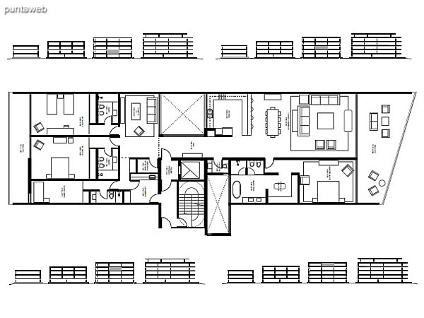 Departamento 15 – Modulo: 3 | Piso: 1<br><br>Superficie cubierta: 263.31 m2<br>Superficie semicubierta: 59.1 m2<br>Superficie terraza: –<br>Superficie cochera + baulera: 24.1 m2<br>Superficie total: 346.51 m2<br><br>Departamento 25 – Modulo: 3 | Piso: 2<br><br>Superficie cochera + baulera: 25.1 m2<br>Superficie total: 347.51 m2<br><br>Departamento 34 – Modulo: 3 | Piso: 3<br>Departamento 40 – Modulo: 3 | Piso: 4<br><br>Superficie cochera + baulera: 24.5 m2<br>Superficie total: 346.91 m2