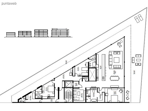 Departamento 45 – Modulo: 4 | Piso: Penthouse<br><br>Superficie cubierta: 272.88 m2<br>Superficie semicubierta: 117.60 m2<br>Superficie terraza: 192.73 m2<br>Superficie cochera + baulera: 25.1 m2<br>Superficie total: 608.31 m2