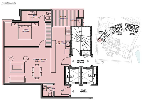 Torre Mar – Unidad A – 1 suite<br><br>Superficie cubierta: 72.85 m<br>Superficie semi cubierta: 6.79 m<br>Baulera: 2 m<br>Circulacin: 20.26 m<br>Total: 101.90 m