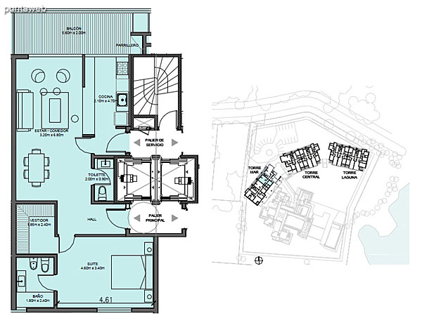 Torre Mar – Unidad H – 1 suite<br><br>Superficie cubierta: 72.29 m<br>Superficie semi cubierta: 11.69 m<br>Baulera: 2 m<br>Circulacin: 13.30 m<br>Total: 99.28 m