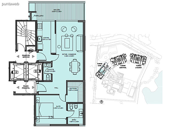 Torre Mar – Unidad E – 1 suite<br><br>Superficie cubierta: 68.30 m<br>Superficie semi cubierta: 11.72 m<br>Baulera: 2 m<br>Circulacin: 14.15 m<br>Total: 96.17 m