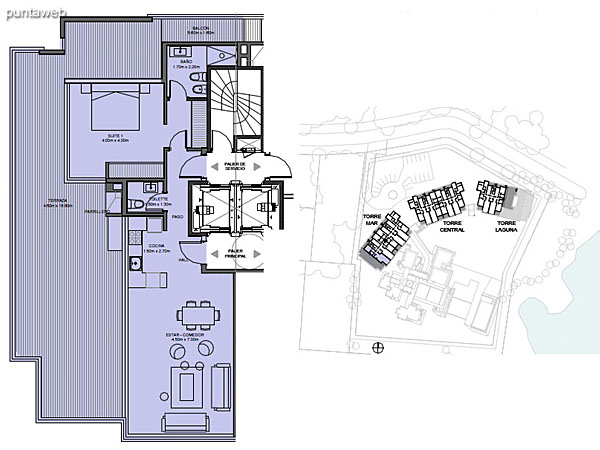 Torre Mar – Unidad 9A – 1 suite<br><br>Superficie cubierta: 72.50 m<br>Superficie semi cubierta: 6.43 m<br>Superficie descubierta: 68.98 m<br>Baulera: 2 m<br>Circulacin: 21.01 m<br>Total: 168.92 m